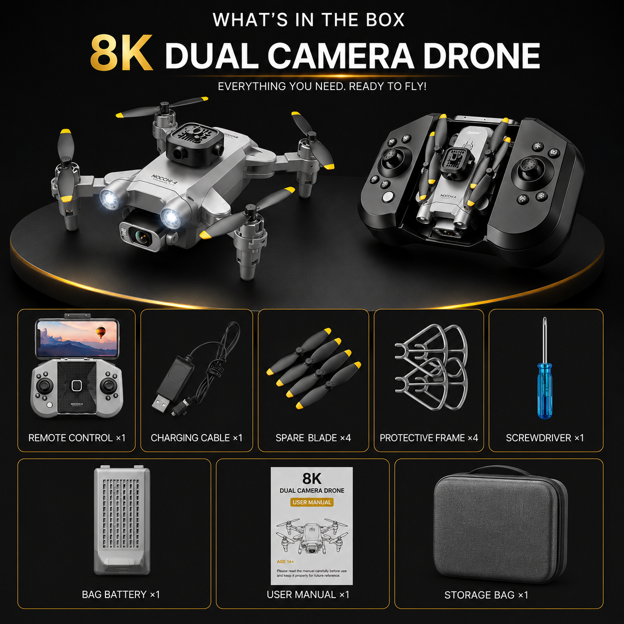 Smart Obstacle Avoidance Double Camera 4K HD Mini V30 Drone