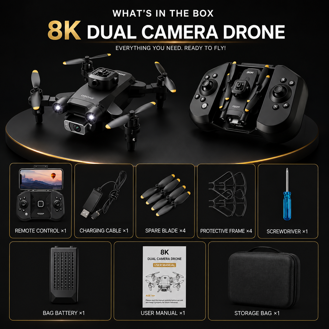 Smart Obstacle Avoidance Double Camera 4K HD Mini V30 Drone