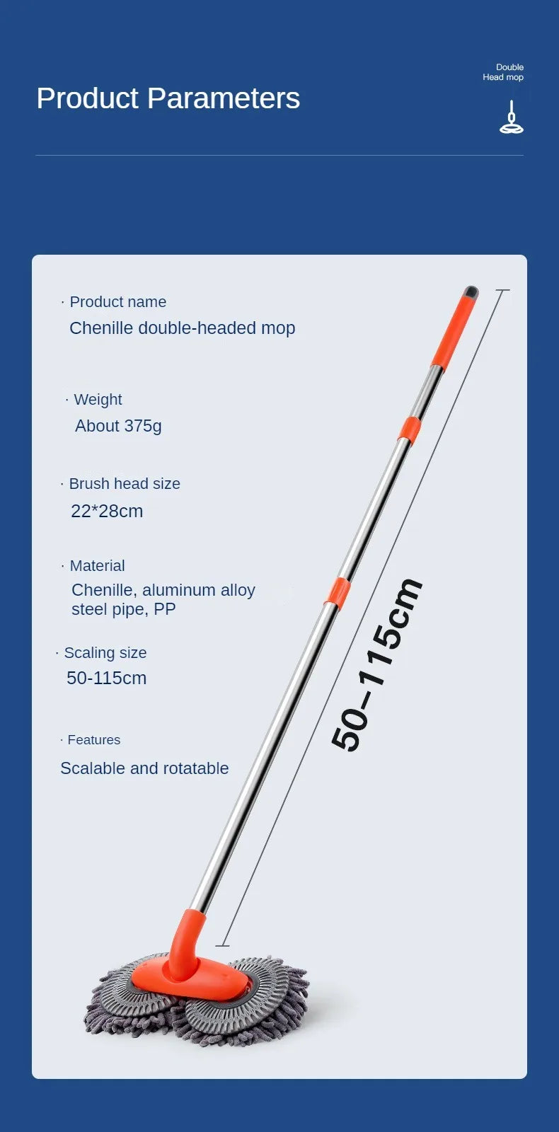 Extendable Car Wash Mop – Dual Brush Design