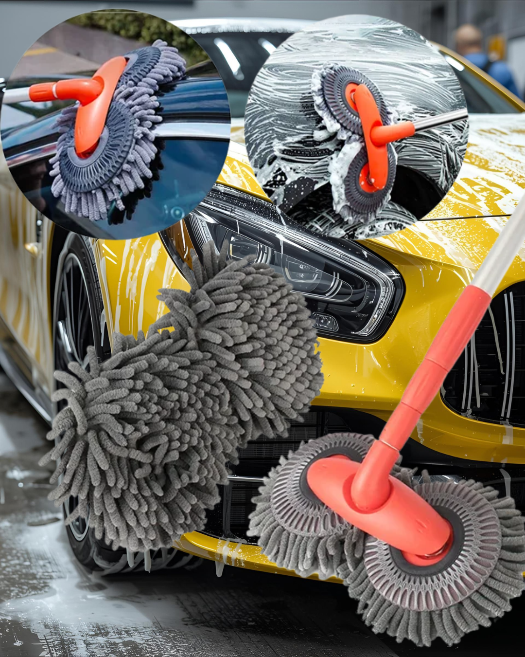 Extendable Car Wash Mop – Dual Brush Design